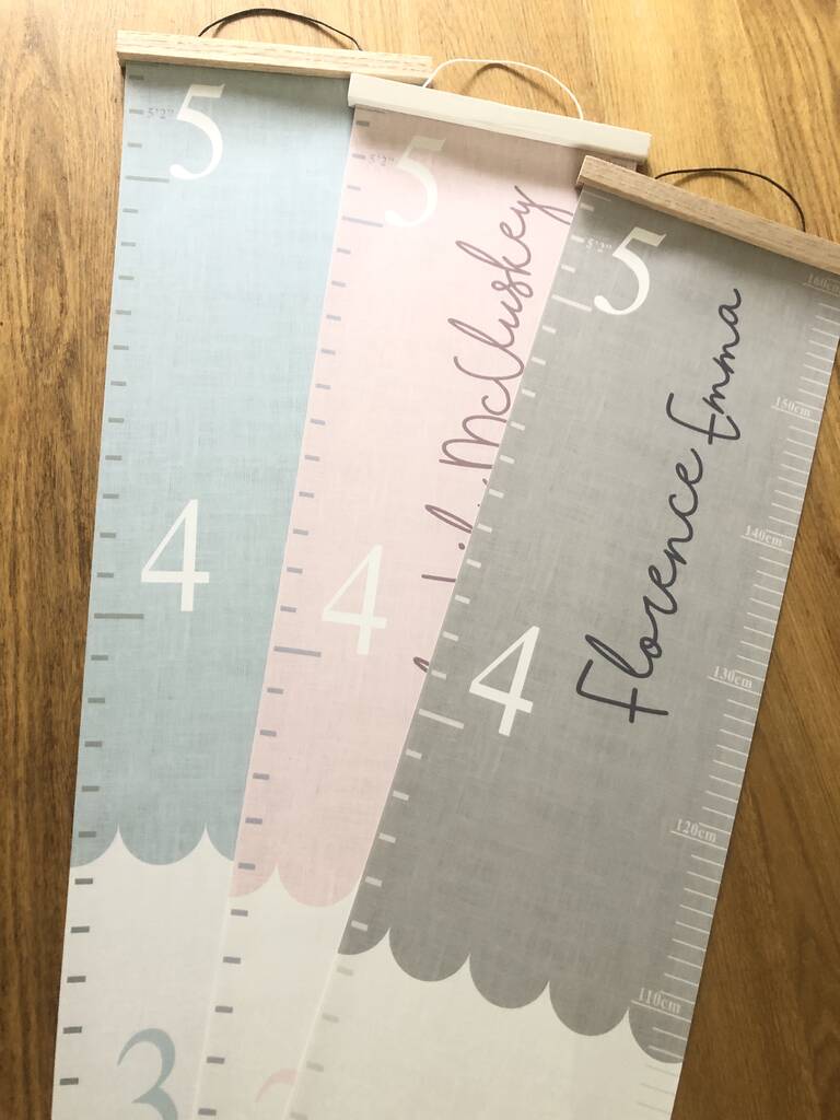 Personalised Loved Beyond Measure Scallop Canvas Height Chart