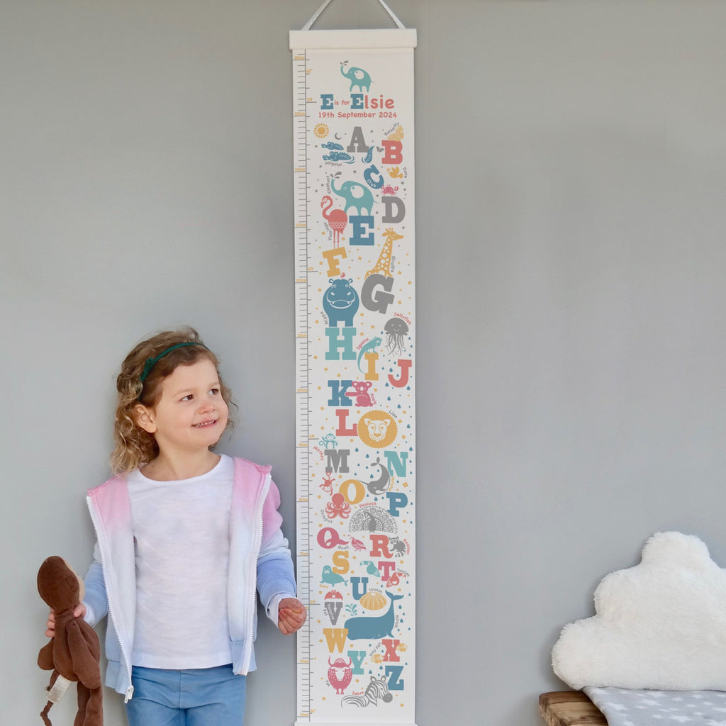 Personalised Animal Alphabet Canvas Height Chart