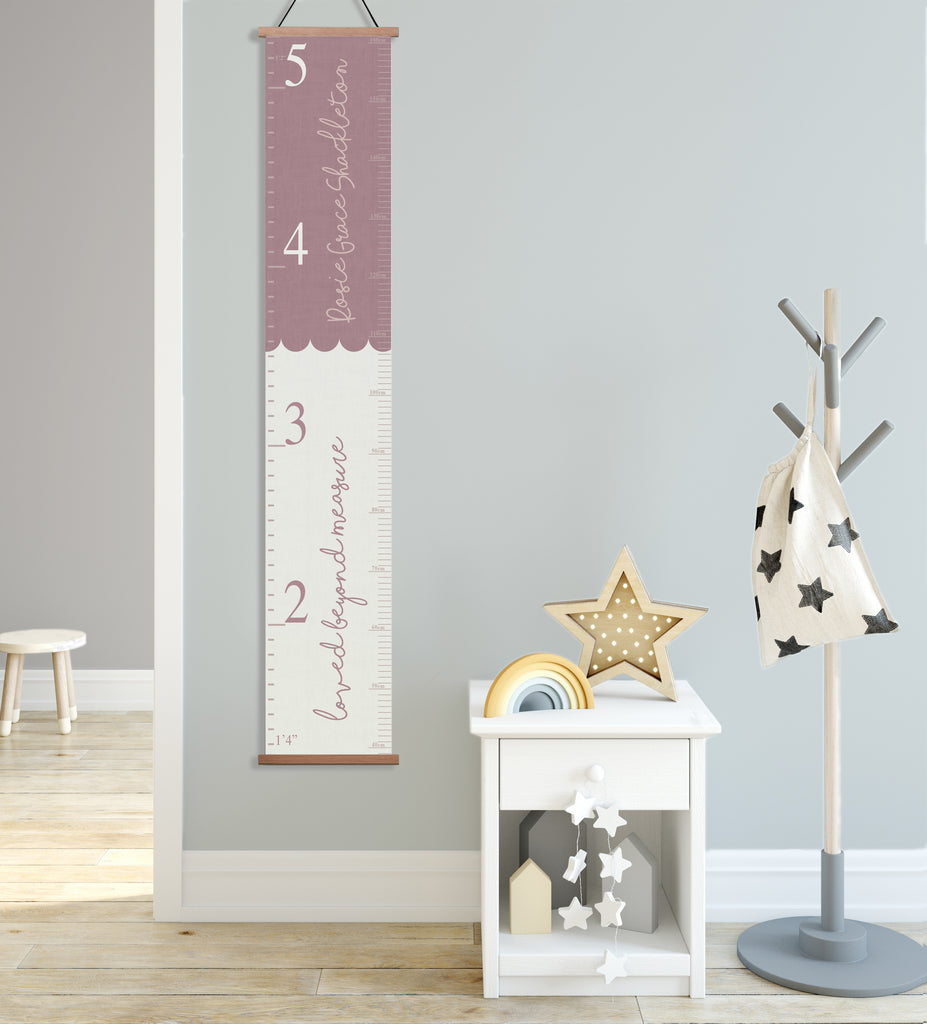 Personalised Loved Beyond Measure Scallop Canvas Height Chart