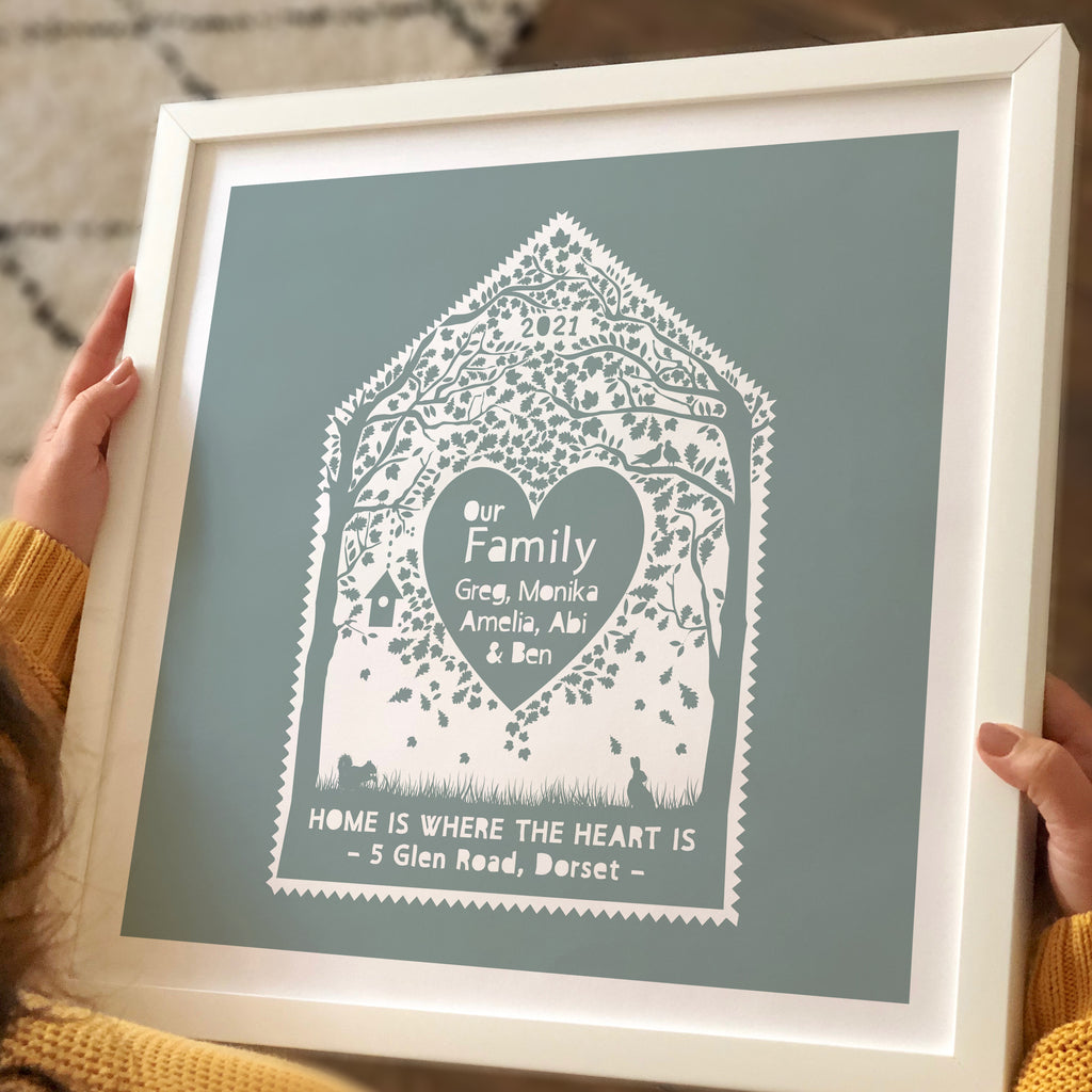 Personalised Family Heart Of The Home Print